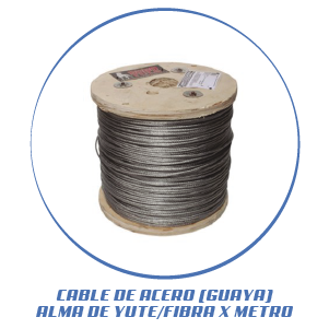 CABLE DE ACERO (GUAYA) ALMA DE YUTE/FIBRA X METRO