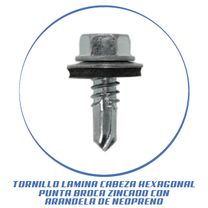 TORNILLO LAMINA CABEZA HEXAGONAL PUNTA BROCA ZINCADO CON ARANDELA DE NEOPRENO