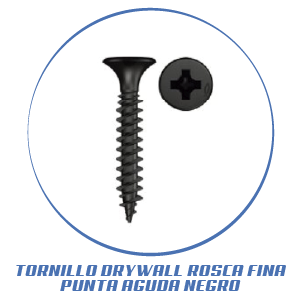 TORNILLO DRYWALL ROSCA FINA PUNTA AGUDA NEGRO