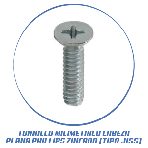 TORNILLO MILIMETRICO CABEZA PLANA PHILLIPS ZINCADO (TIPO JISS)