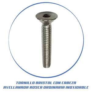 TORNILLO BRISTOL CON CABEZA AVELLANDA ROSCA ORDINARIA INOXIDABLE