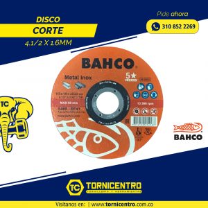 DISCO CORTE 4.1/2 X 1.6MM – BAHCO