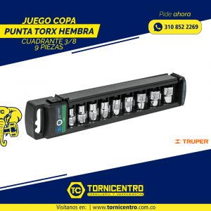 JUEGO COPAS PUNTA TORX HEMBRA CUADRANTE 3/8 9PZ