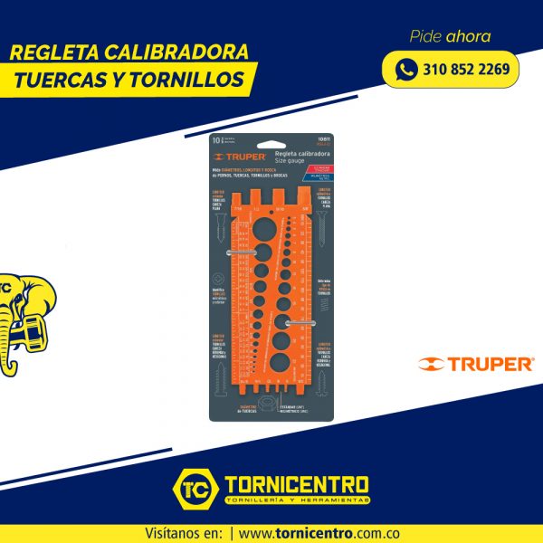 REGLETA CALIBRADORA TUERCAS Y TORNILLOS