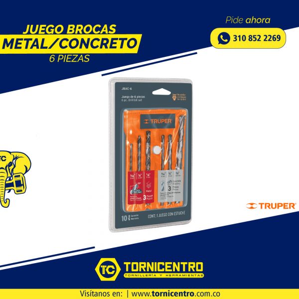 JUEGO BROCAS METAL/CONCRETO 6PZS