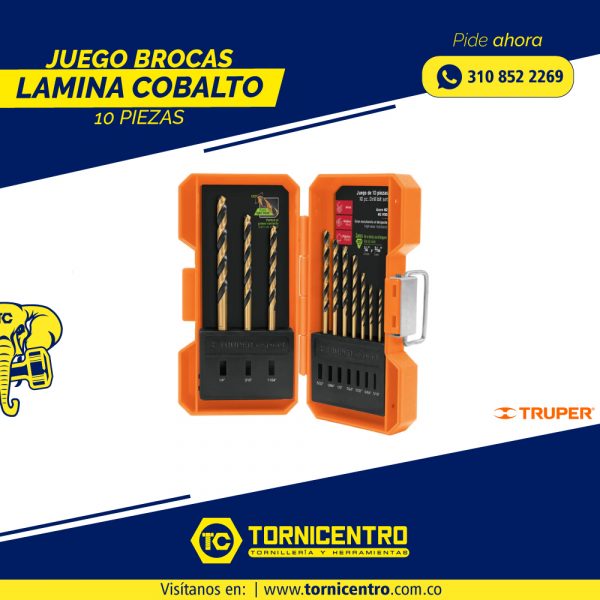 JUEGO BROCAS LAMINA COBALTO 10PZ