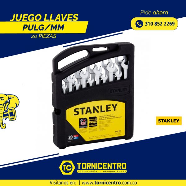JUEGO LLAVES PULG/MM 20 PIEZAS