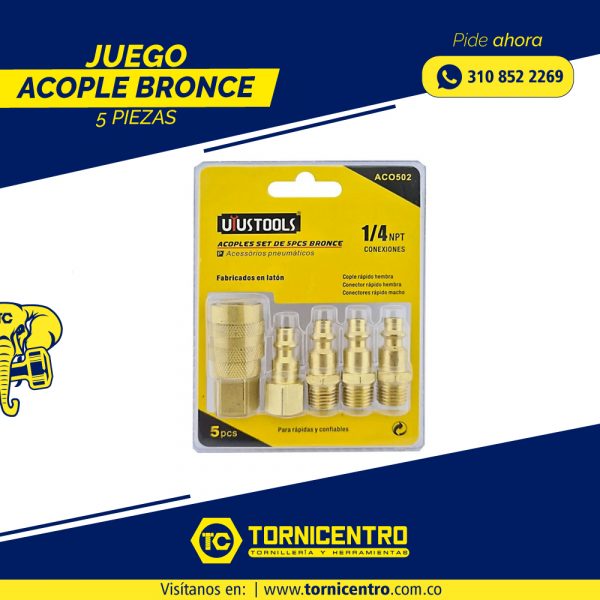 JUEGO ACOPLE BRONCE X 5 PIEZAS
