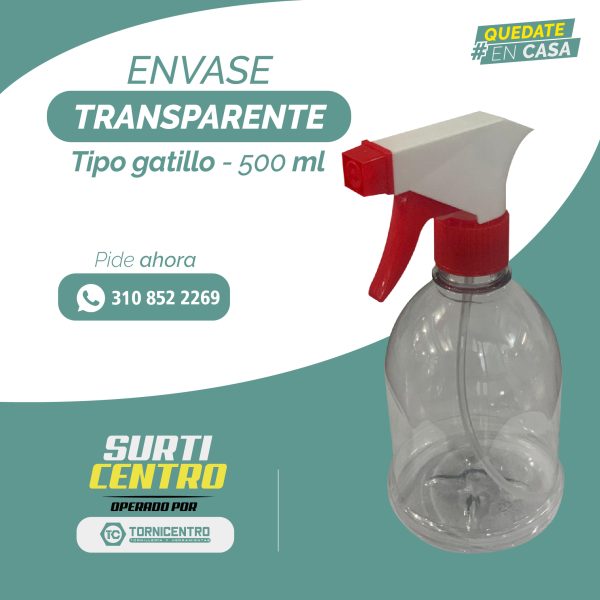 ENVASE TRANSPARENTE TAPA GATILLO 500ml