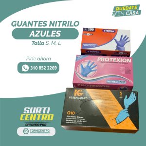 GUANTES NITRILO AZUL Caja 100 Unidades