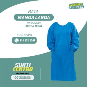 BATA QUIRÚRGICA CON MANGA DESECHABLE CON PUÑO RESORTADO
