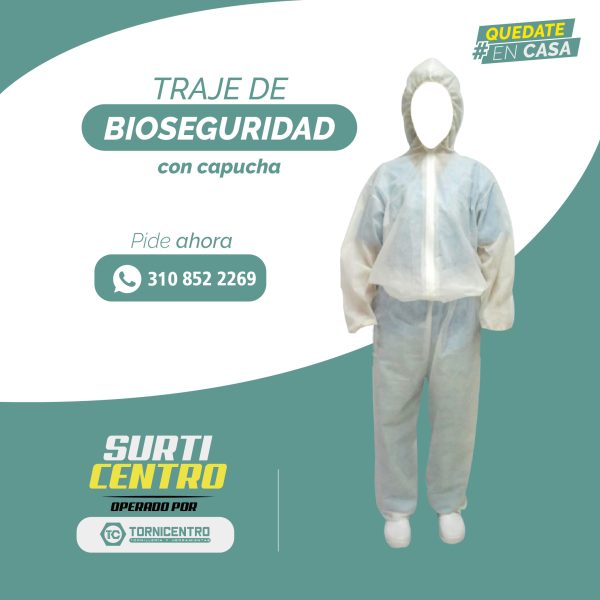 TRAJE DE BIOSEGURIDAD DESECHABLE CON CAPUCHA