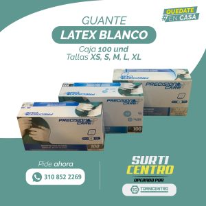 GUANTE LÁTEX BLANCO Caja 100 Unidades