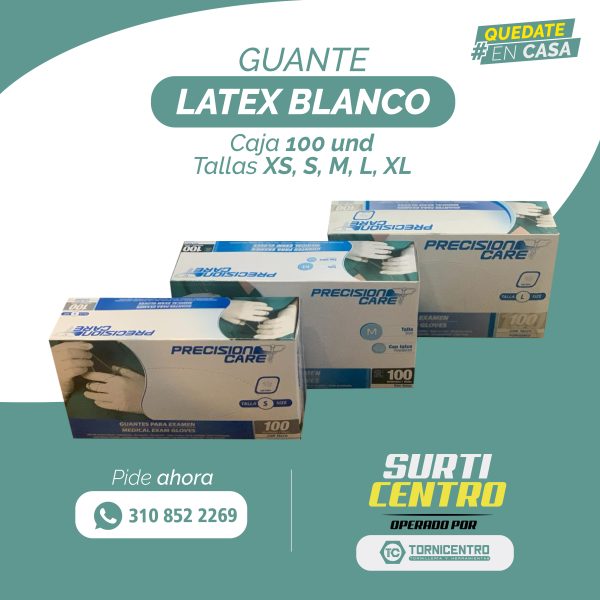GUANTE LÁTEX BLANCO Caja 100 Unidades