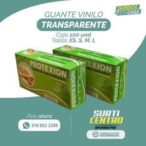 GUANTE VINILO TRANSPARENTE Caja 100 Unidades