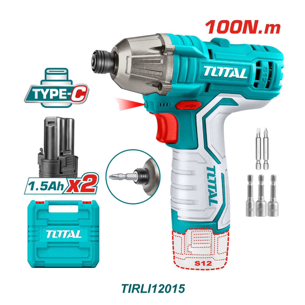 TOTAL ATORNILLADOR IMPACTO INALAMBRICO  1/4 12V 100NM