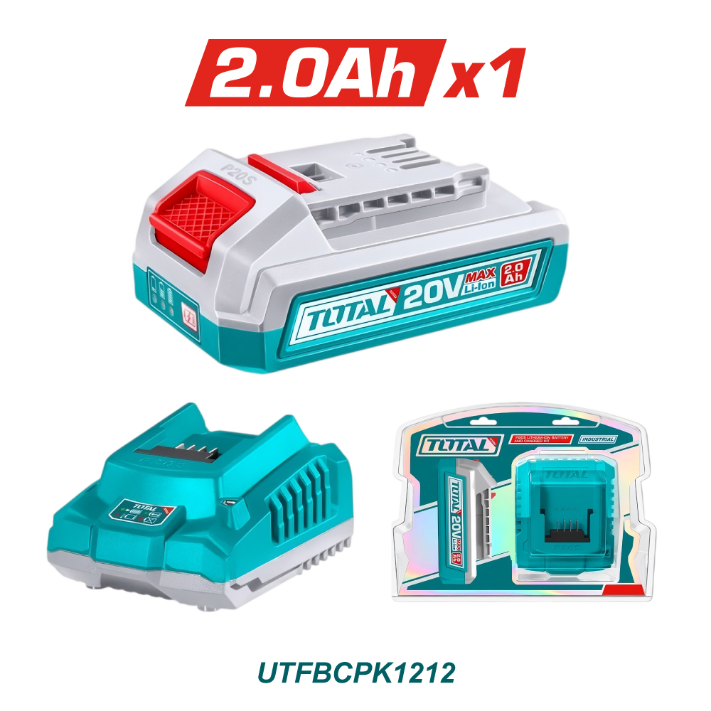 TOTAL KIT 1 BATERIA 20V 2AMP CON CARGADOR UTFBCPK1212