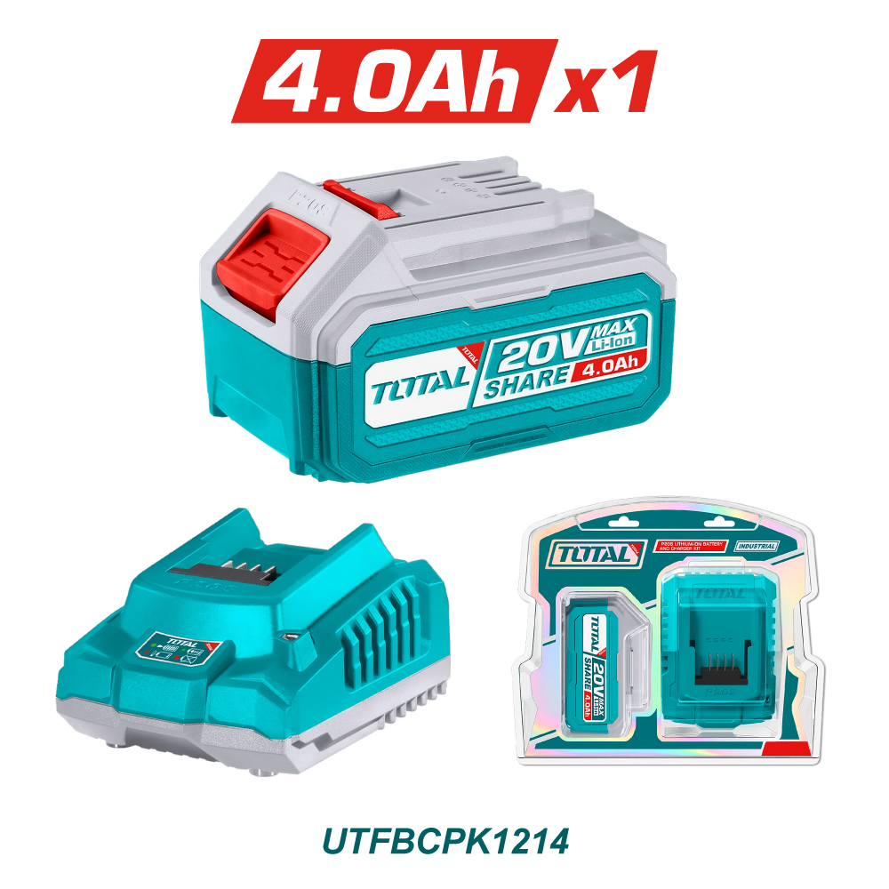 TOTAL KIT 1 BATERIA 20V 4AMP CON CARGADOR UTFBCPK1214