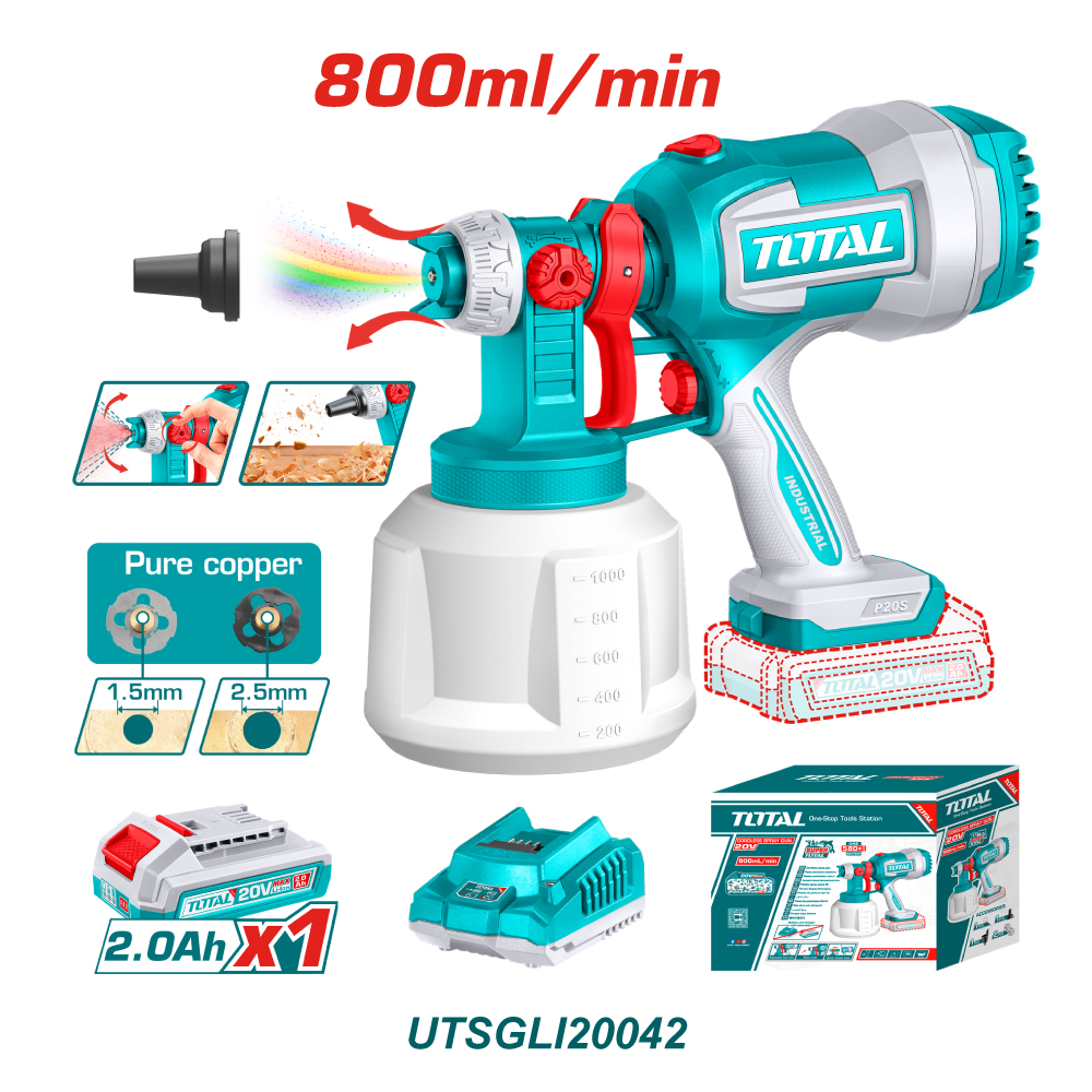 TOTAL PISTOLA PINTAR INALAMBRICA 800ML 20V UTSGLI20042
