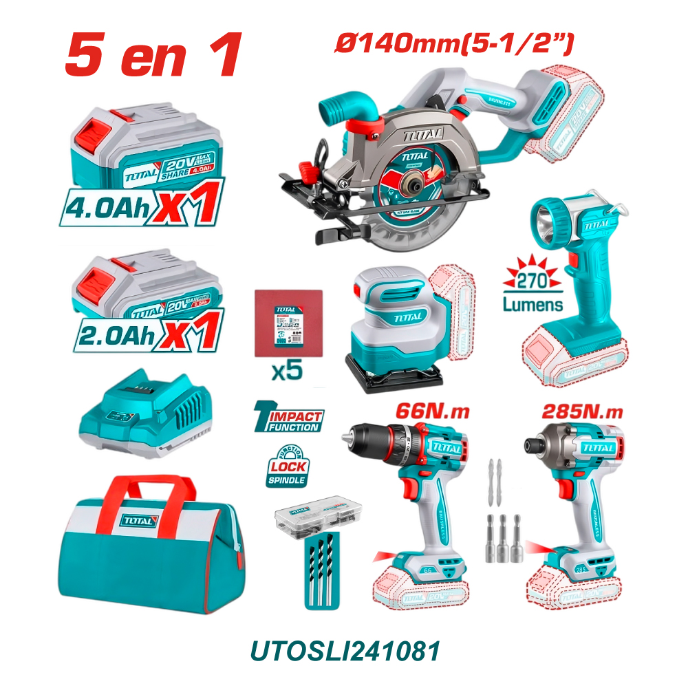 TOTAL COMBO INALAMBRICO 20V 5 EN 1 UTOSLI241081